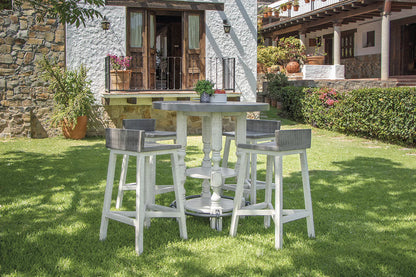 Stone - 30" Stool With Wooden Seat (Set of 2) - Antiqued Ivory / Weathered Gray