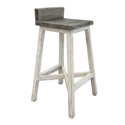 Stone - 30" Stool With Wooden Seat (Set of 2) - Antiqued Ivory / Weathered Gray