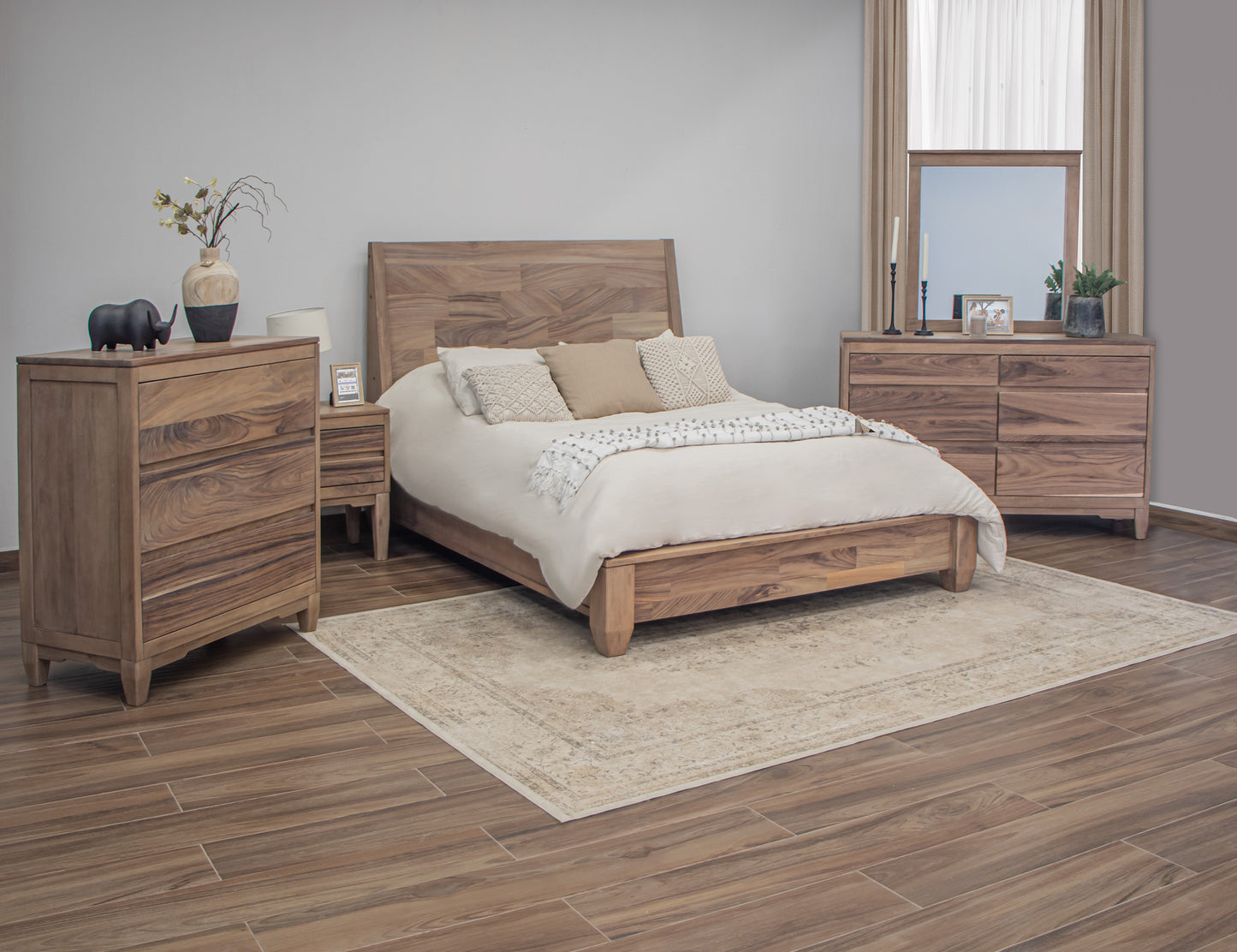 Parota Nova - Queen Platform Bed - Brown Cappuccino/Natural Parota