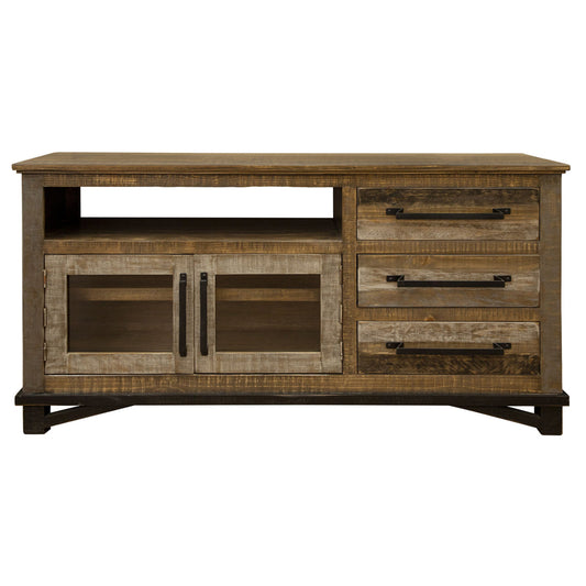 Loft Brown - 62" TV Stand / Console With 3 Drawers / 2 Doors - Two Tone Gray / Brown