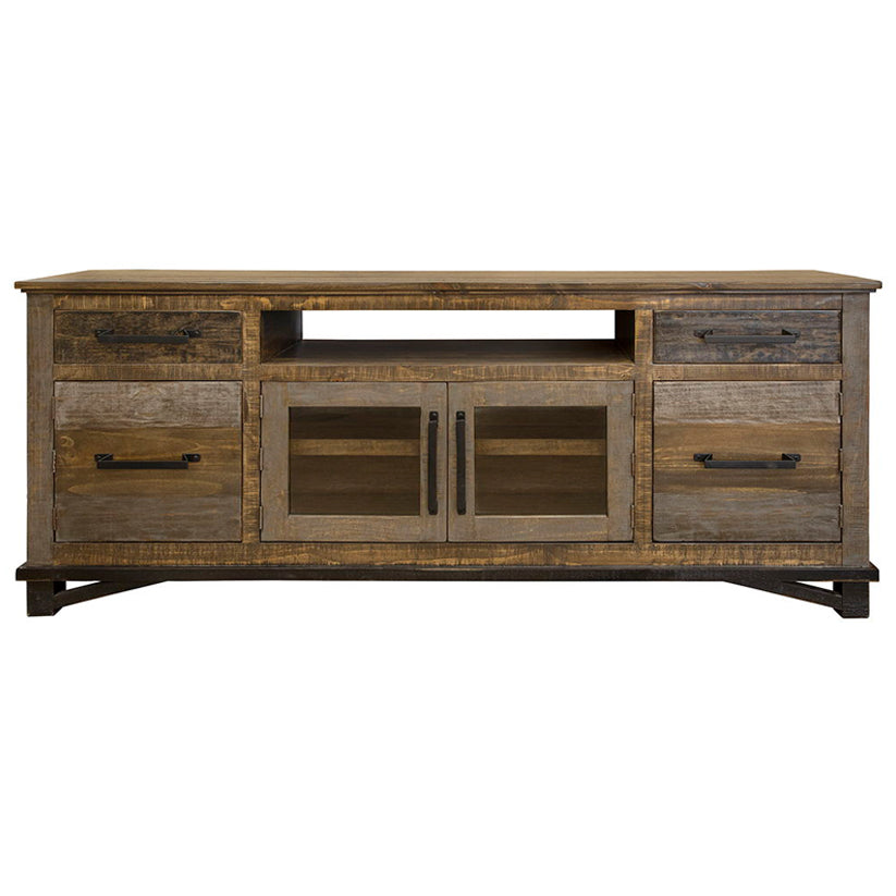 Loft Brown - 76" TV Stand / Console With 2 Drawers / 4 Doors - Two Tone Gray / Brown