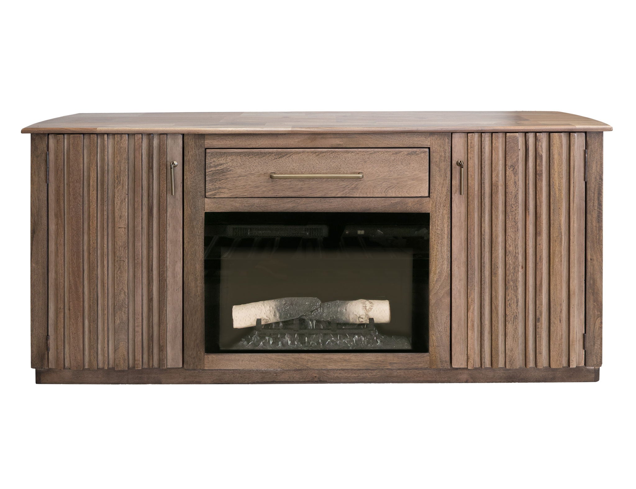 Mezquite 1 Drawer 2 Doors Fireplace TV Stand 70 Mezquite Brown