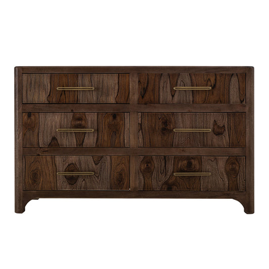 Praga - 6-Drawer Dresser - Almond / Barrel Brown