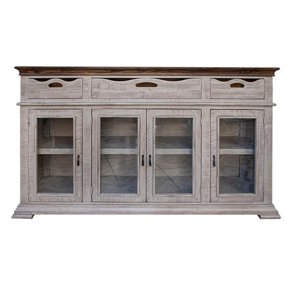 Gray - Console With 3 Drawers 4 Doors - Light Gray