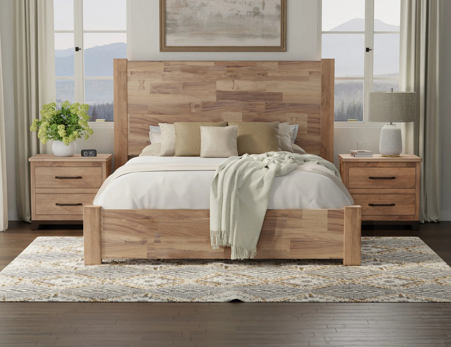 Natural Parota - King Platform Bed - Light Brown