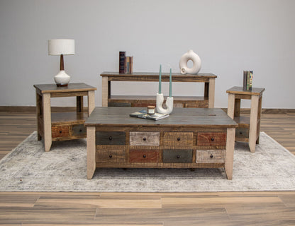 Antique - Multi-Drawer Sofa Table With 8 Drawers - Multicolor