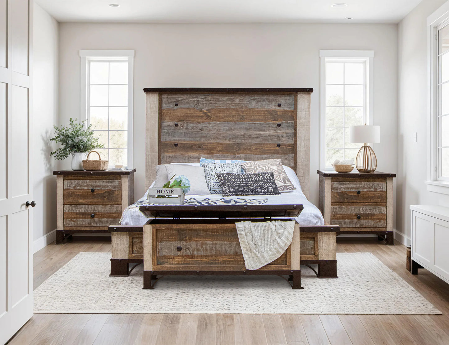 Antique Multicolor - California King Bed - Light Brown