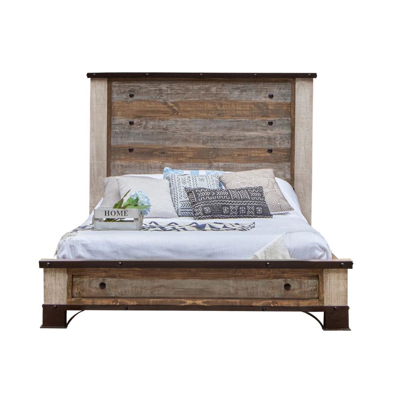 Antique Multicolor - King Bed - Light Brown