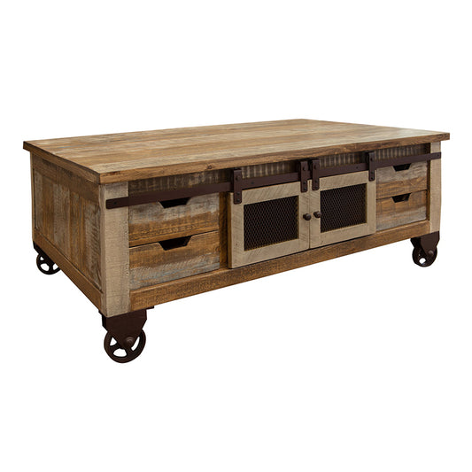 Antique - Cocktail Table With 8 Drawers / 4 Doors - Multicolor