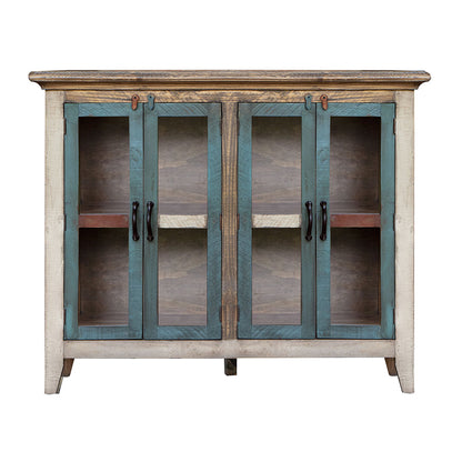 Antique - Console With 4 Glass Doors - Multicolor