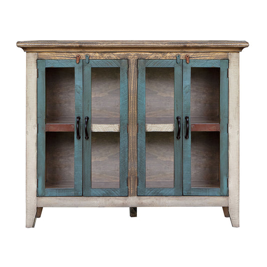 Antique - Console With 4 Glass Doors - Multicolor