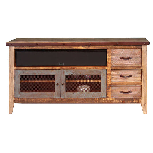 Antique - 62" TV Stand With 3 Drawers - Multicolor