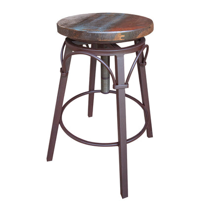 Antique - Stool With Iron Base - Multicolor