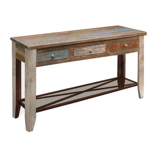 Antique - 3 Drawers Sofa Table - Multicolor