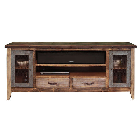 Antique - 76" TV Stand With 2 Drawers - Multicolor