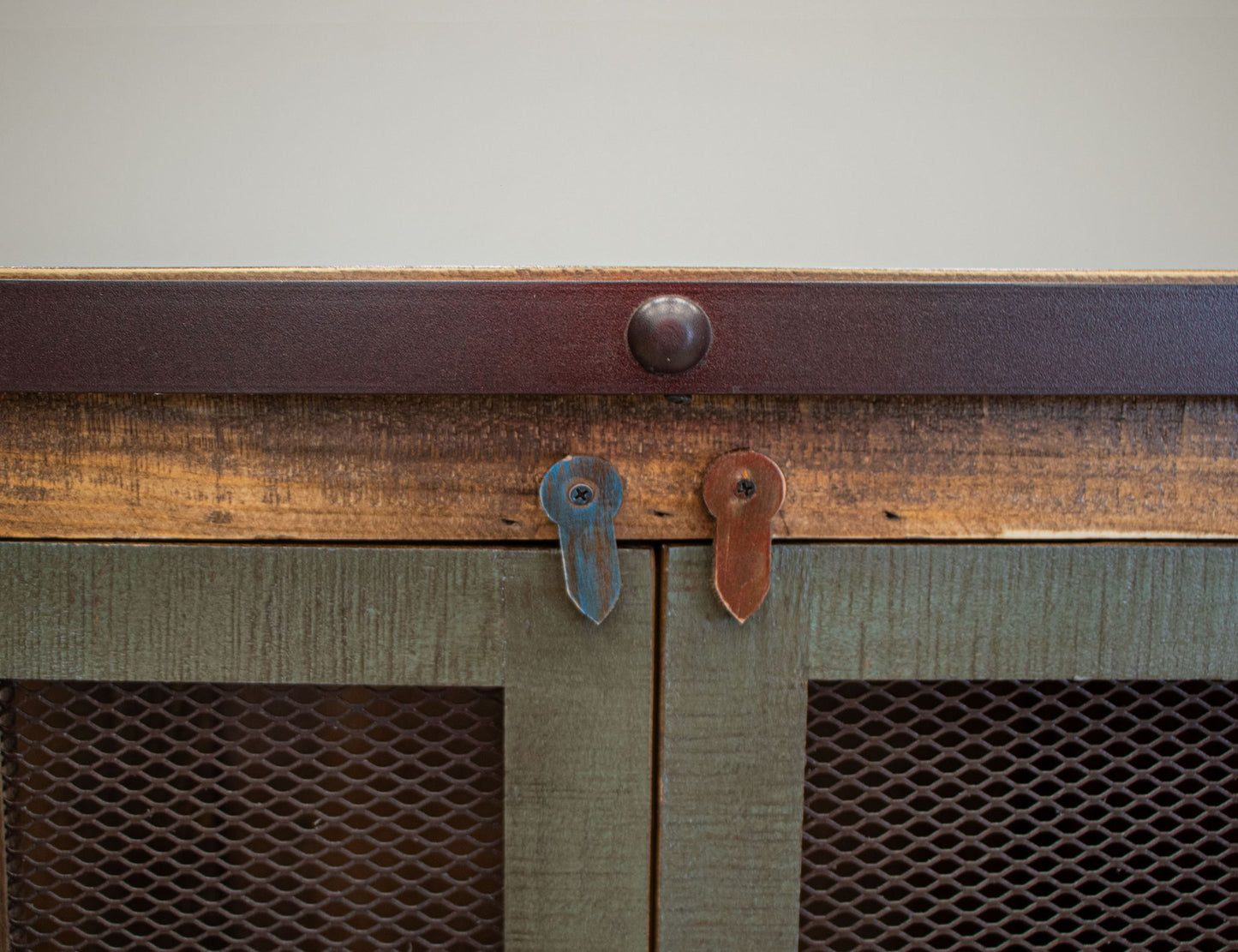 Antique - 6 Iron Mesh Doors Console / Buffet - Multicolor