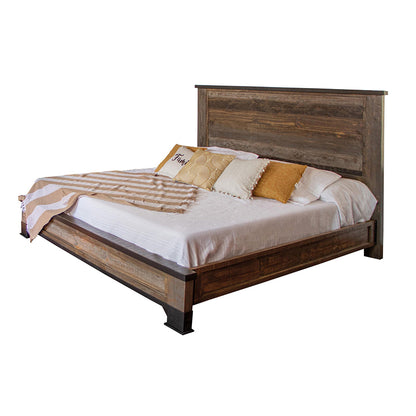 Antique Gray - Queen Bed - Light Brown