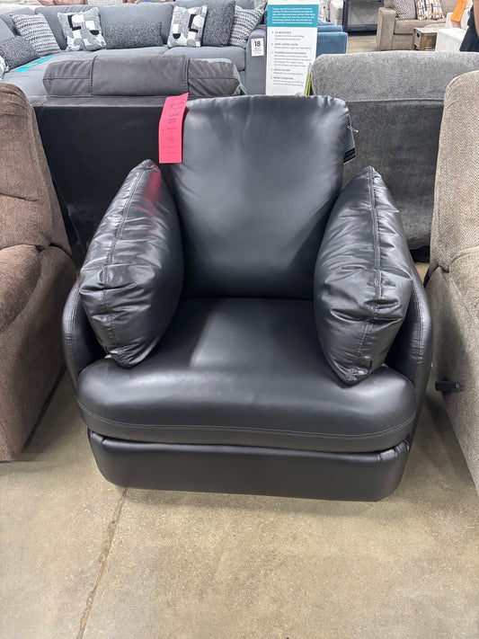 Black Leather Swivel Glider Recliner