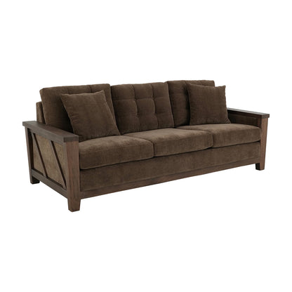 Walnut - Upholstered Sofa - Deep Forest Brown