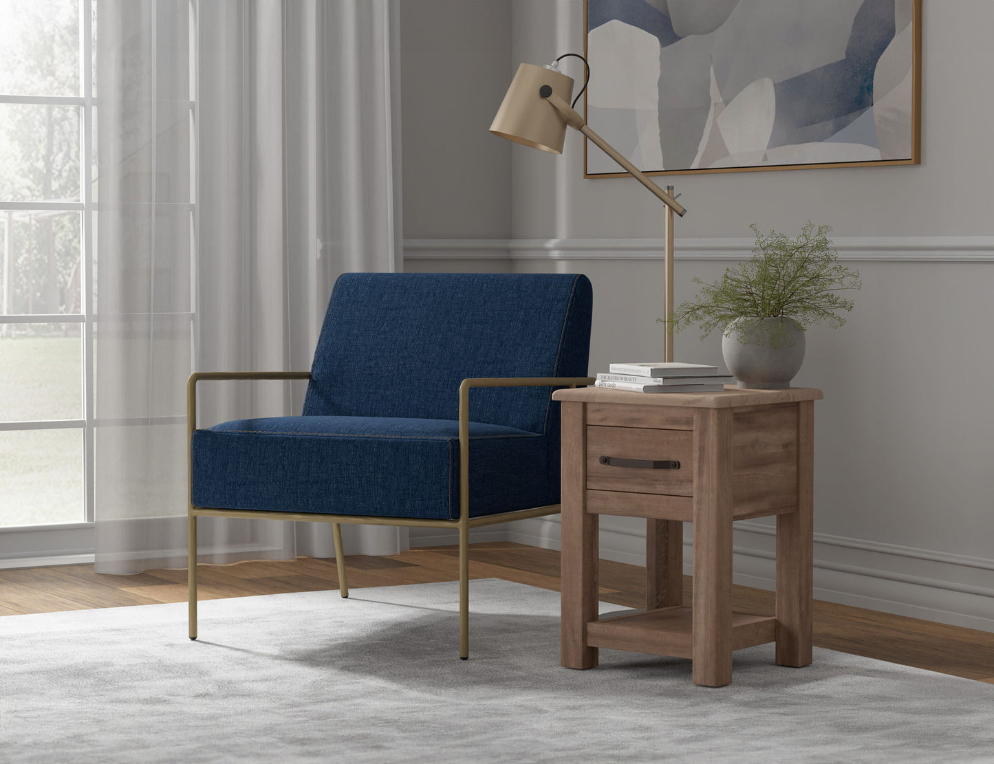 Aragon - Armchair - Dark Blue / Gold