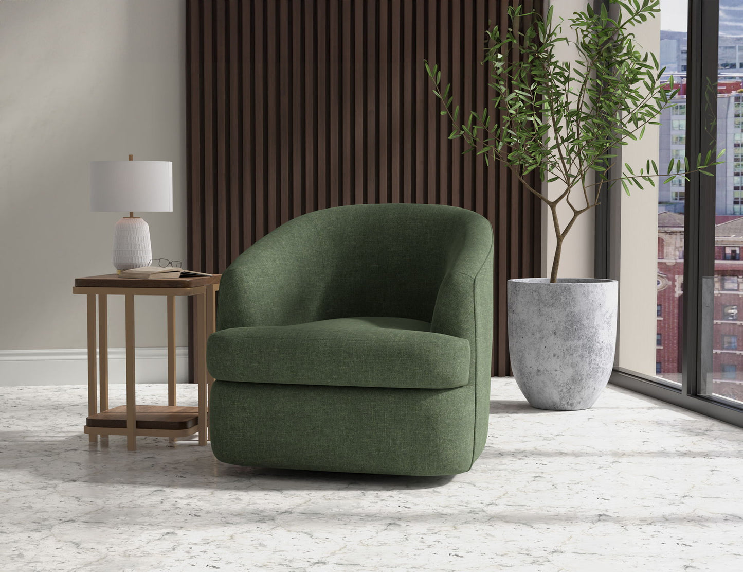 Tumbi - Swivel Accent Chair - Olive Green