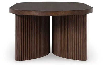 Korestone - Dark Brown - Oval Cocktail Table 4