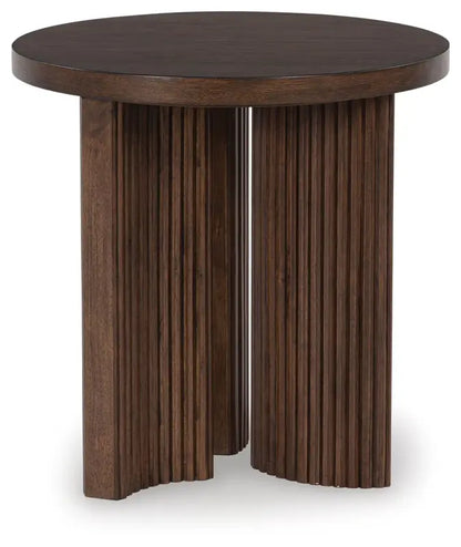 Korestone - Dark Brown - Round End Table 2