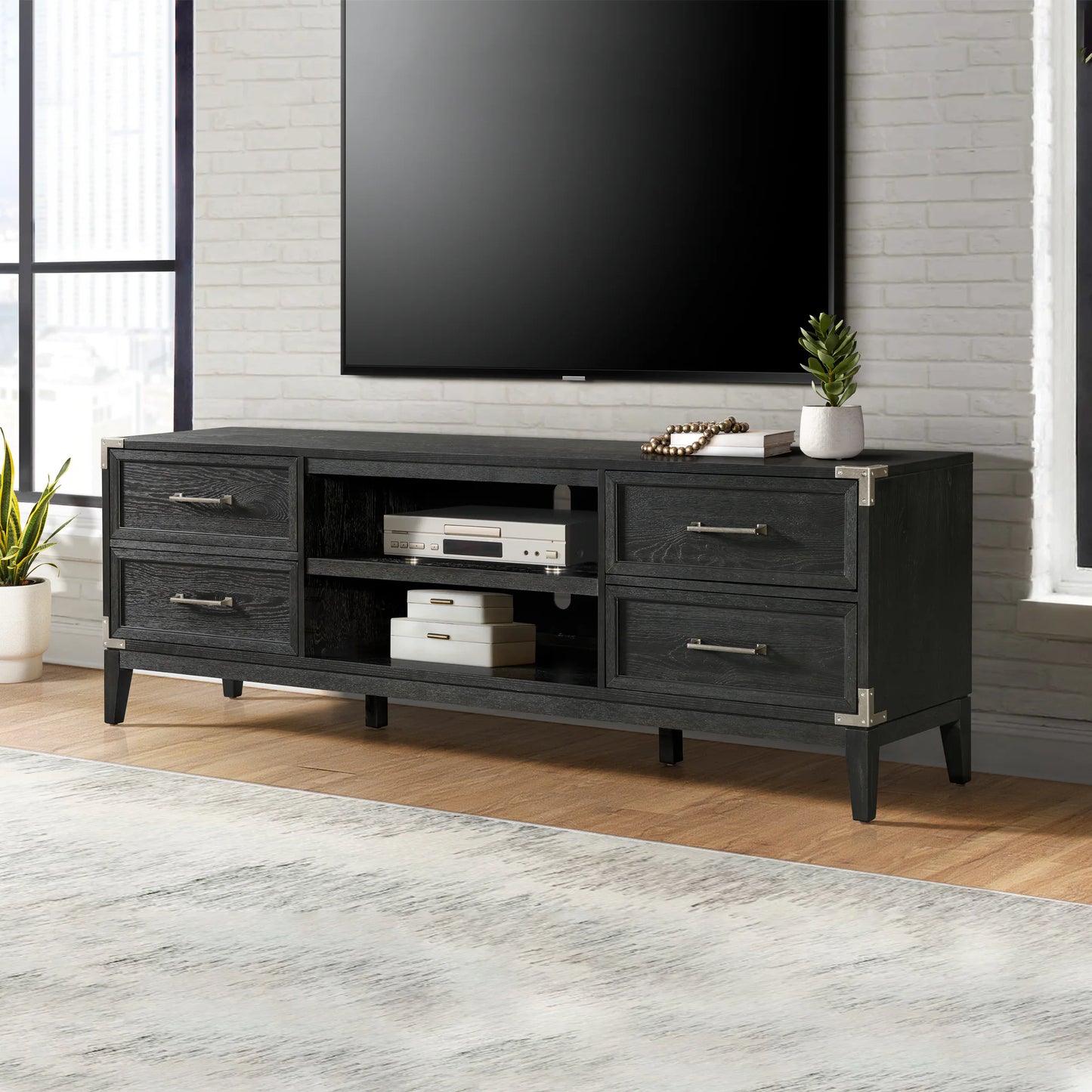 Laguna - 84" TV Console - Weathered Steel