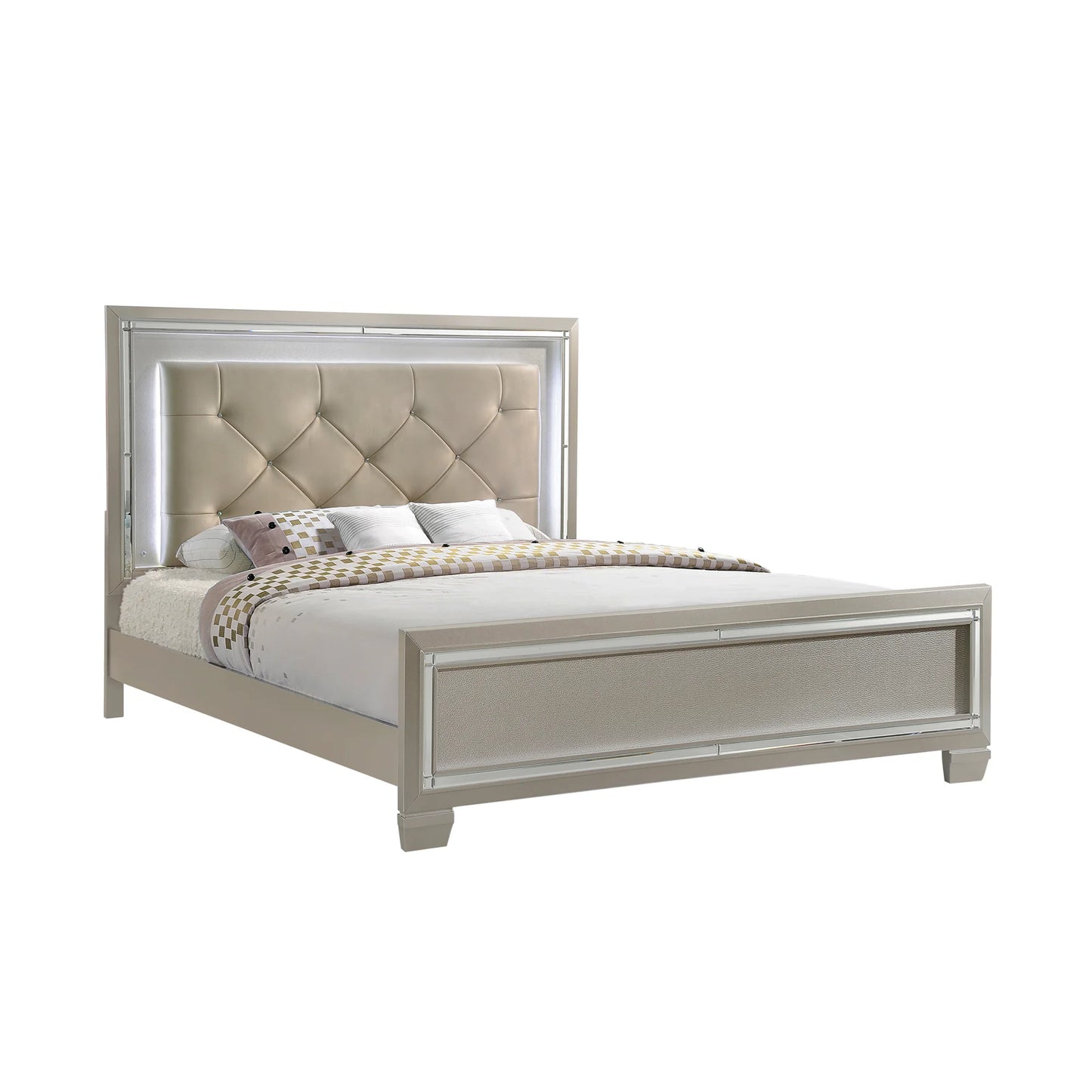 Platinum - Queen Panel Bed - Сhampagne