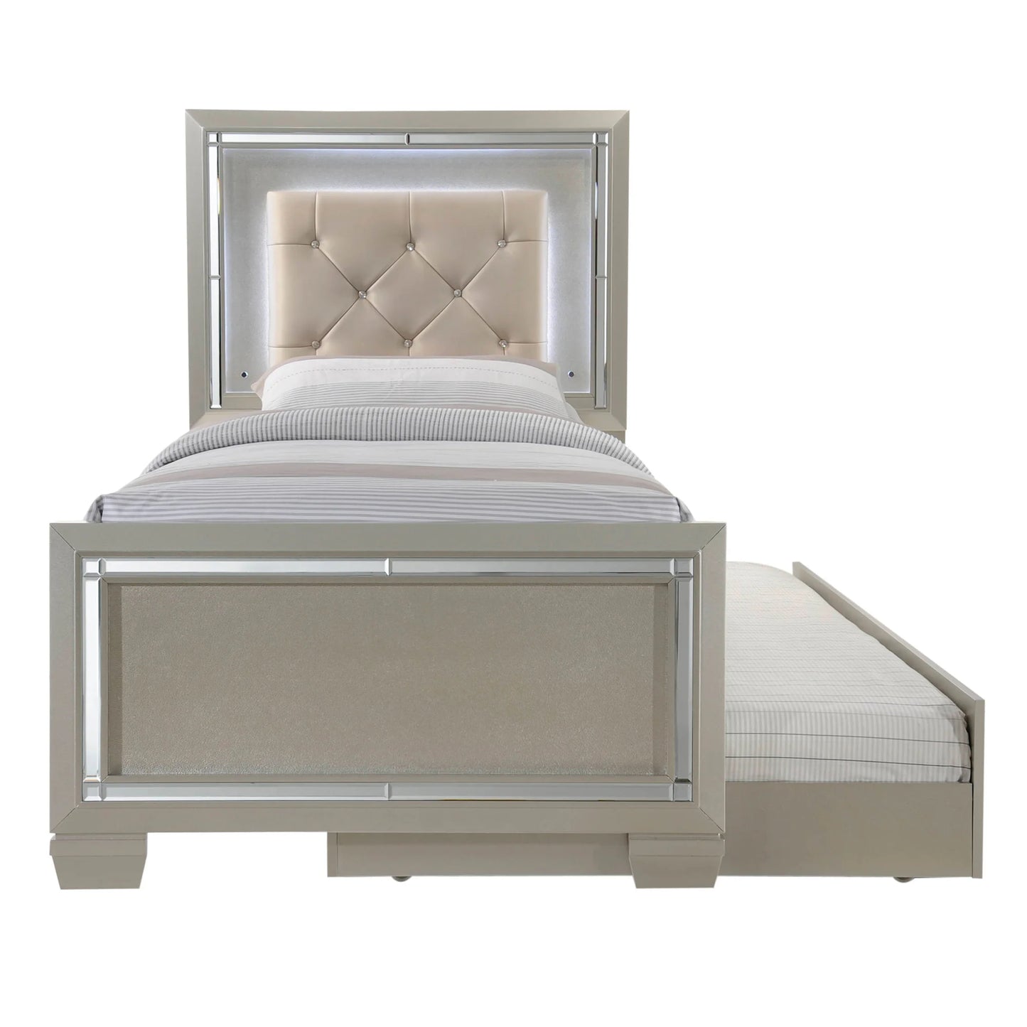 Platinum - Youth Twin Platform Bed With Trundle - Сhampagne