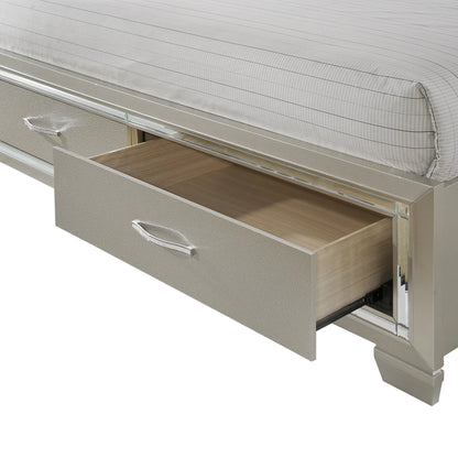Platinum - Queen Platform Storage Bed - Сhampagne