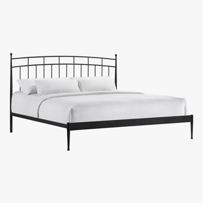 Metal Beds - Traditional King Metal Bed - Matte Black