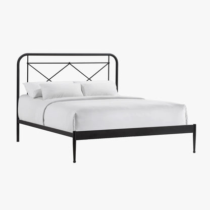 Metal Beds - Vintage Queen Metal Bed - Matte Black