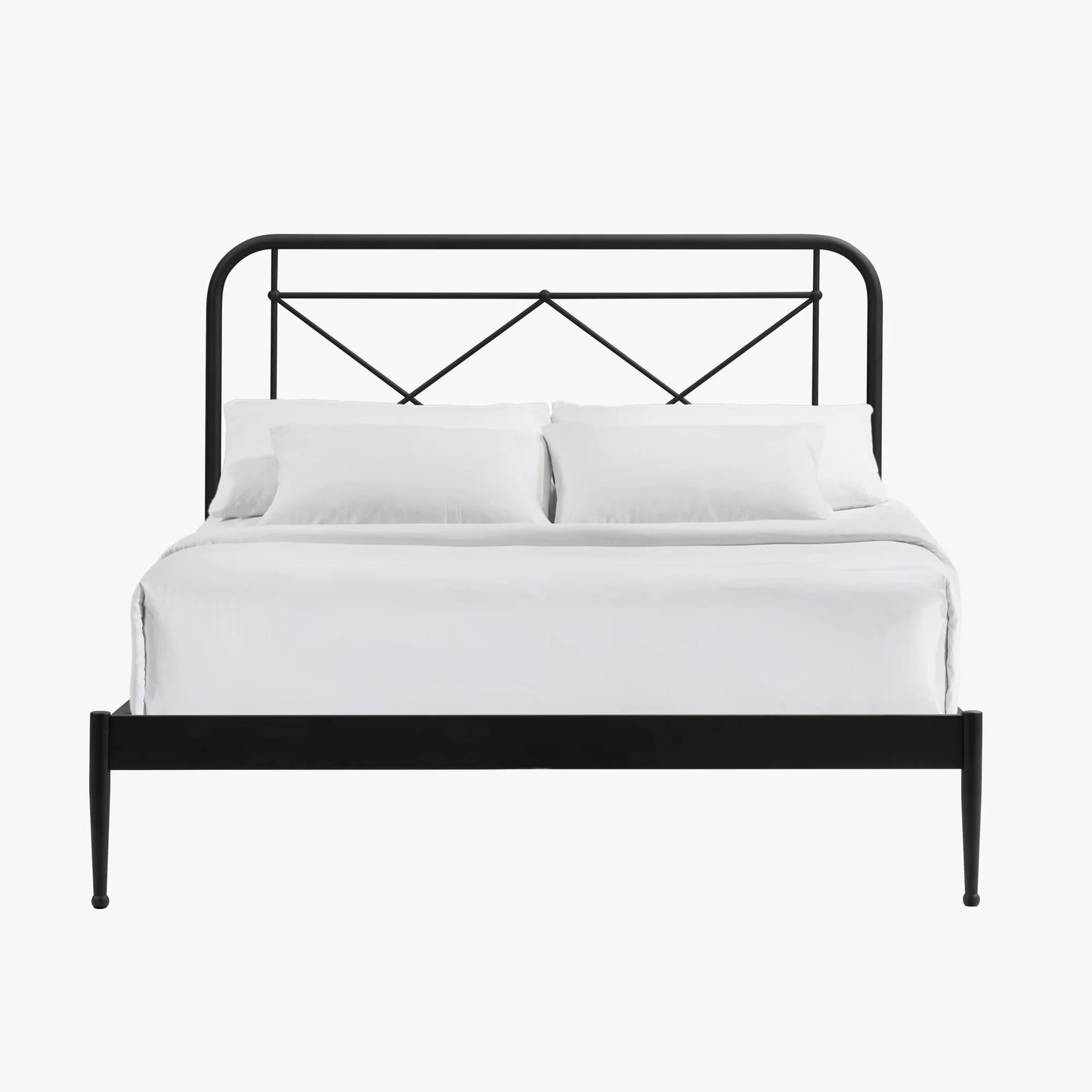 Metal Beds - Vintage Queen Metal Bed - Matte Black
