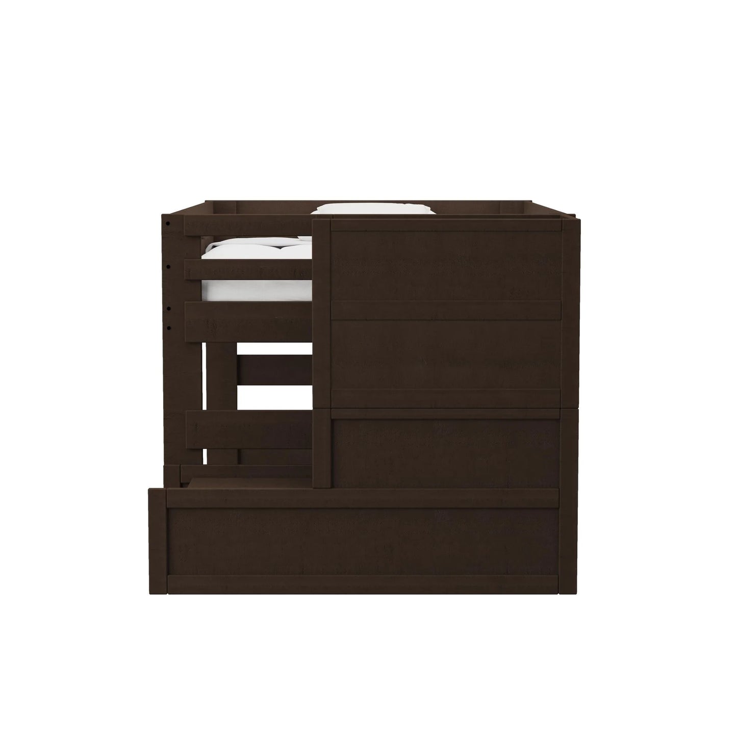 Cali Kids - Full Junior Loft Bed With Staircase - Brown