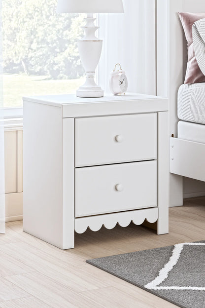 Mollviney - White - Two Drawer Night Stand 1