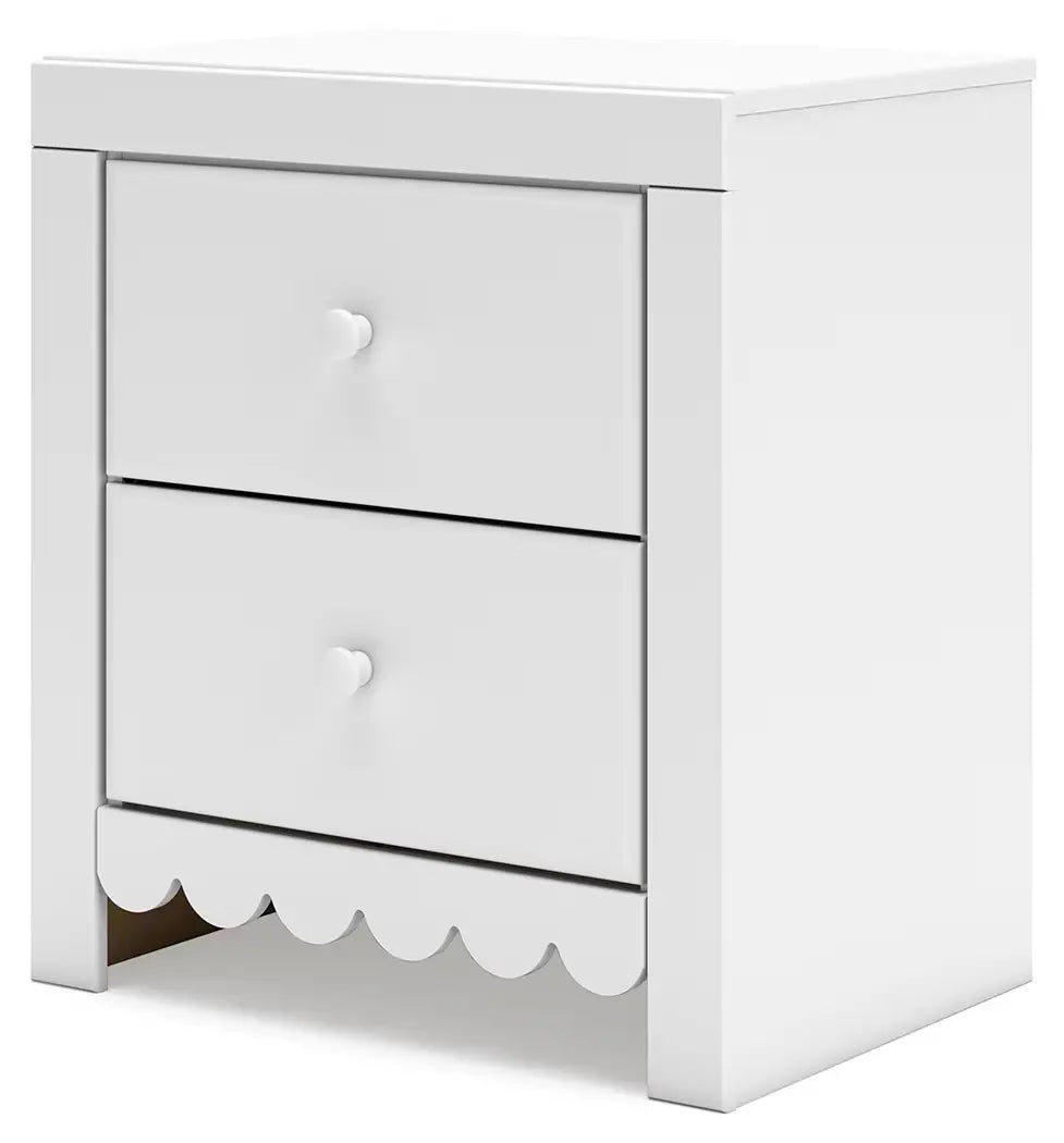 Mollviney - White - Two Drawer Night Stand 2