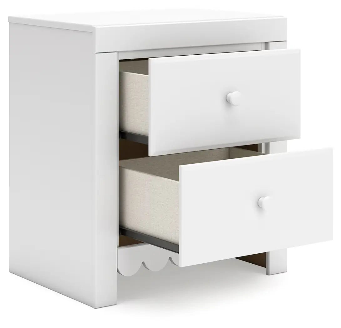 Mollviney - White - Two Drawer Night Stand 3