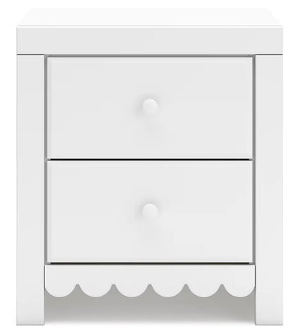 Mollviney - White - Two Drawer Night Stand 4