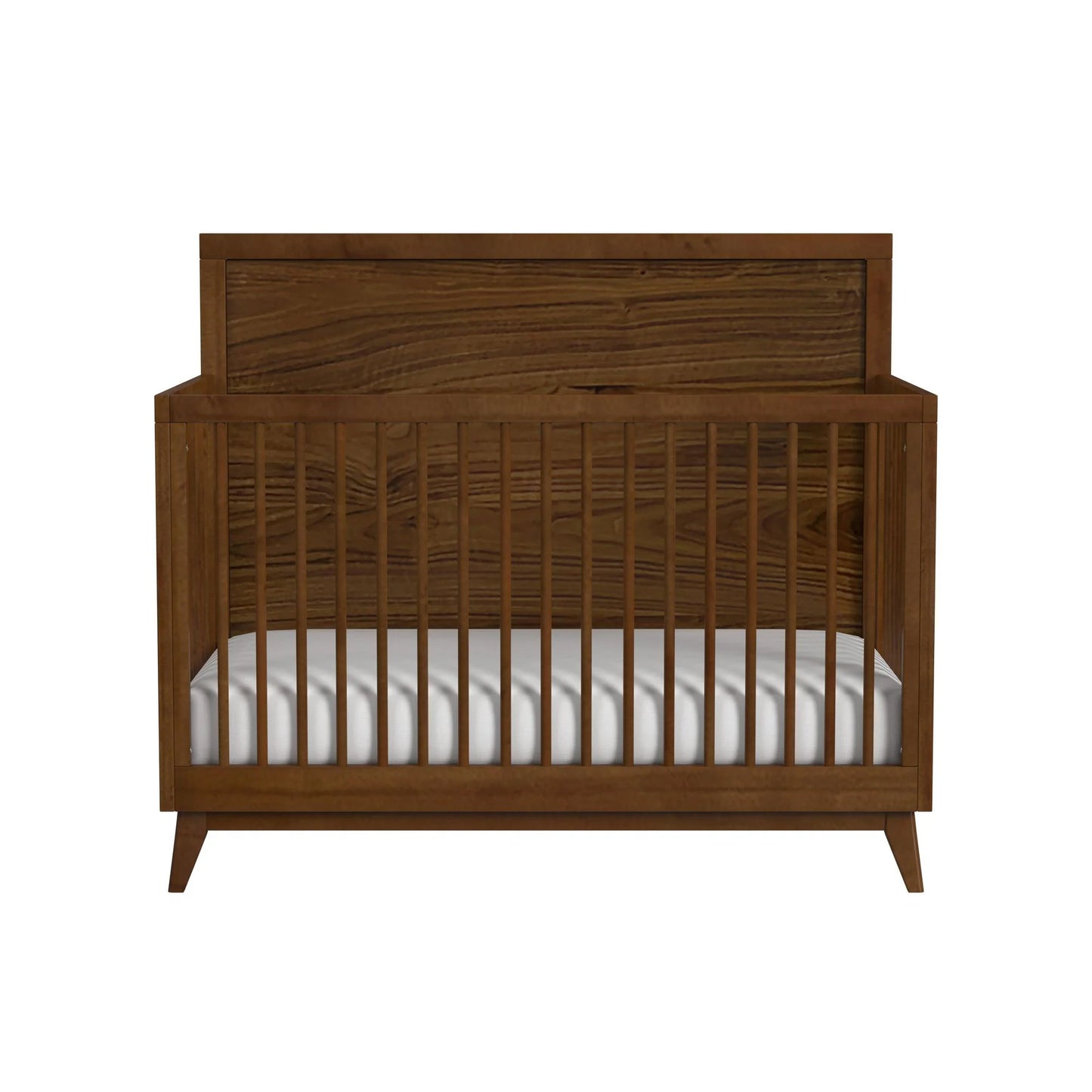 Malia - Crib With High Headboard And Guardrail - Walnut