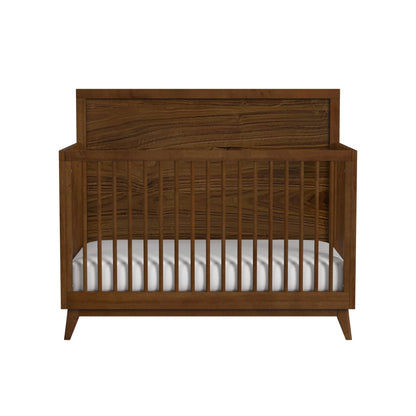 Malia - Crib With High Headboard And Guardrail - Walnut