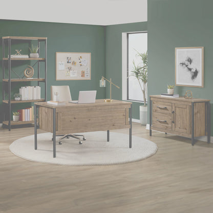 Norcross - 60" Half Ped Desk - Hickory