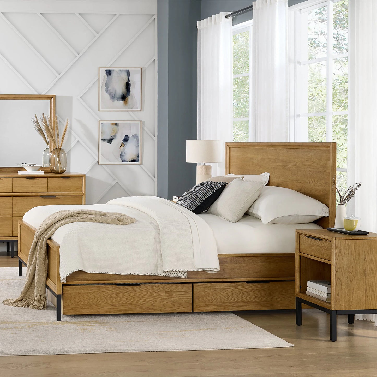 Newport - King Bed - Natural Oak