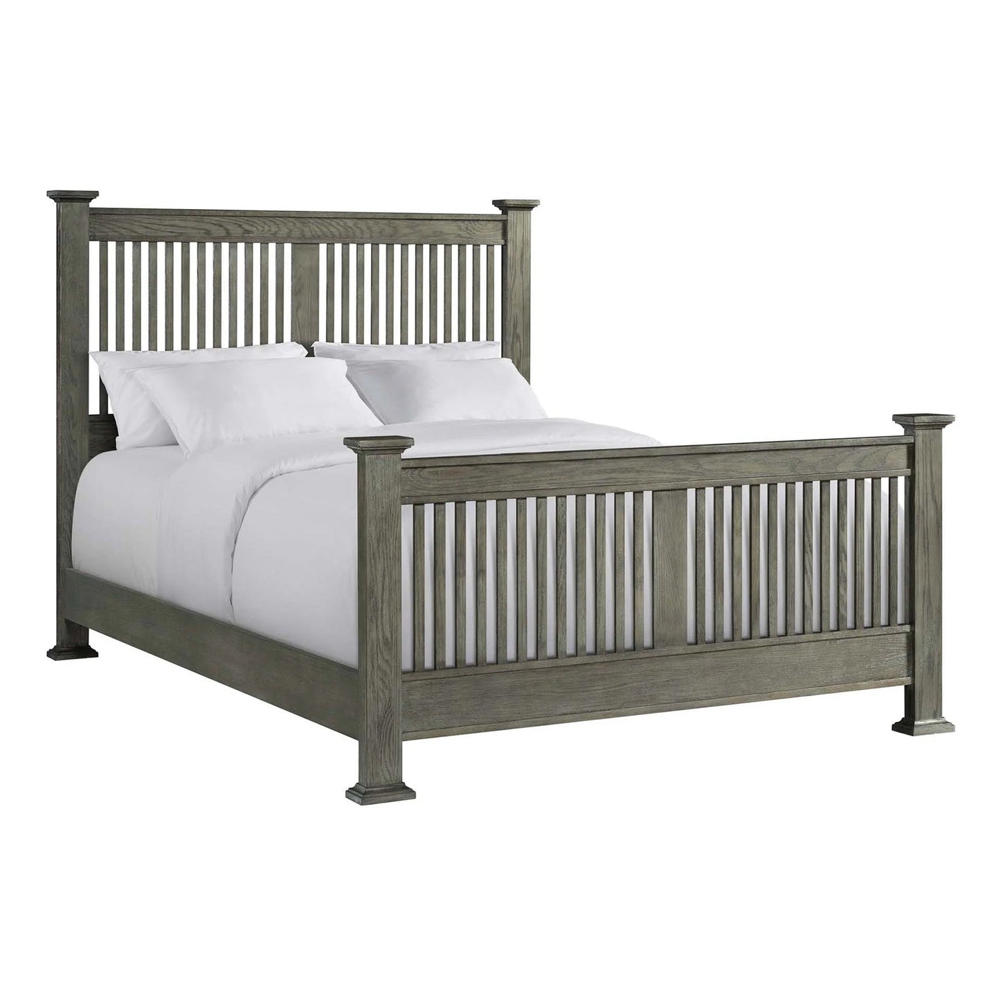 Oak Park - King Slat Bed - Brushed Pewter