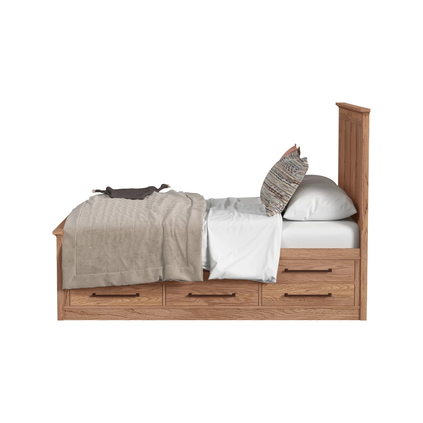 Oak Park - Queen Captain's Bed With 6 Drawers - Taupe