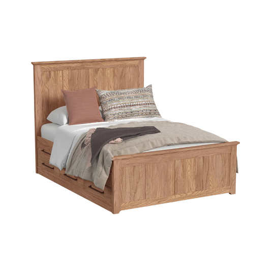 Oak Park - Queen Captain's Bed With 9 Drawers - Taupe