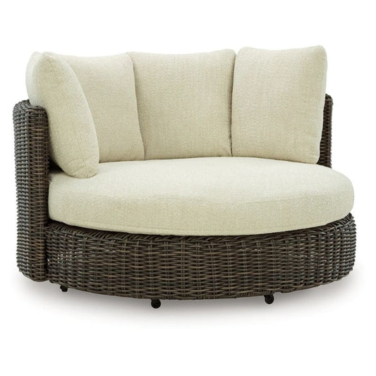 Kimora - Beige / Dark Brown - Swivel Lounge Chair With Cushion