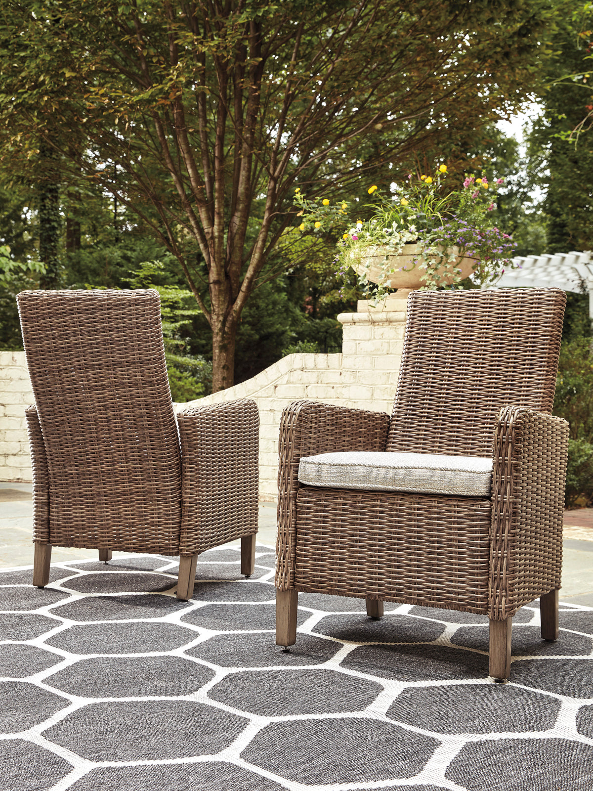 Ashley “Beachcroft” Outdoor Side Chairs with Cushions