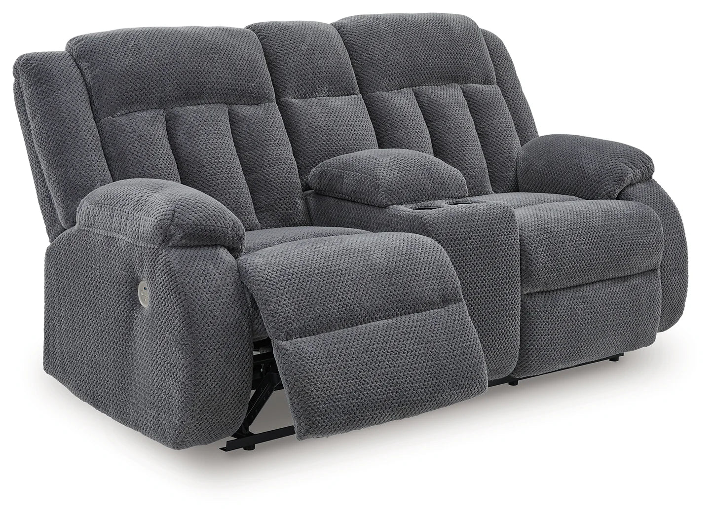 Observation - Steel - Double Reclining Power Loveseat With Console