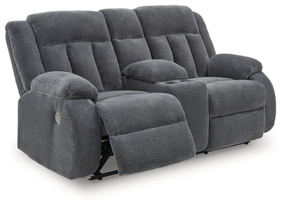 Observation - Steel - Double Reclining Power Loveseat With Console